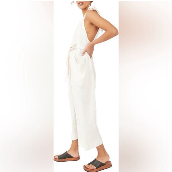 Free People Cotton Gauze Henriette Sleeveless Tie Waist Wide Leg Jumpsuit M - Picture 9 of 14